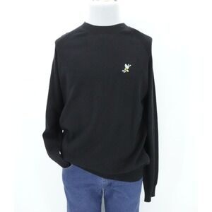 Winged Foot Golf Club Sweater Men Medium Black Embroidered  Logo Knit Casual